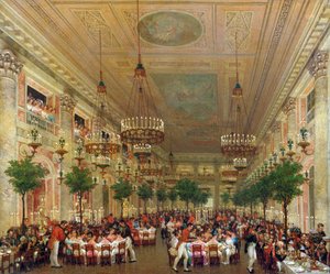 レオポルド1世（1790〜1865年）とオーリンズのルイーズ王女（1812〜50）1832年の結婚を祝うチュイルリーでのごちそう 作： Le Baron Attalin